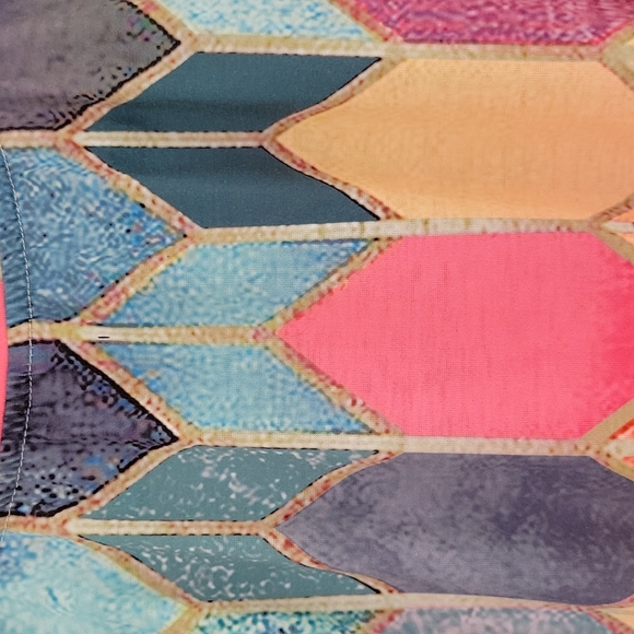 💗 Beautiful! Multicolor Geometric Sleeveless V-Neck Top Shirt M - Picture 10 of 13